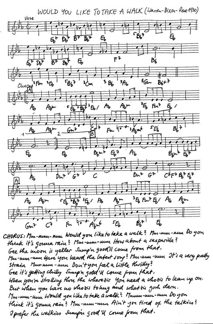 would you like to take a walk leadsheet – book us for your next 20s or gatsby event